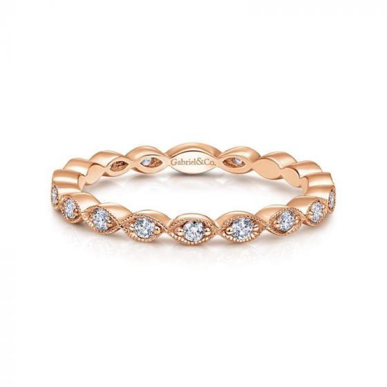 Gabriel & Co. 14k Rose Gold Stackable Diamond Ring