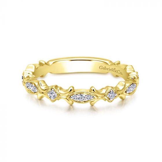 Gabriel & Co. 14k Yelow Gold Stackable Diamond Ring