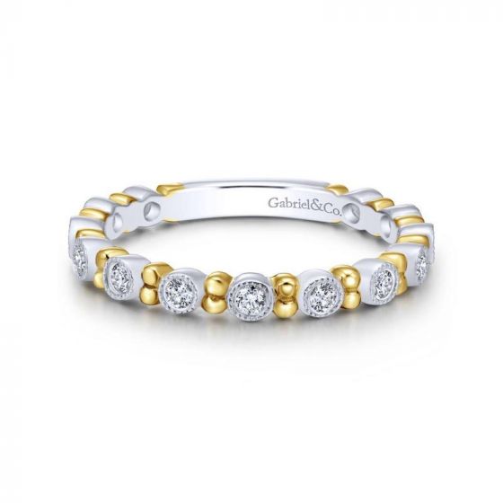 Gabriel & Co. 14k White and Yellow Gold Stackable Diamond Ring