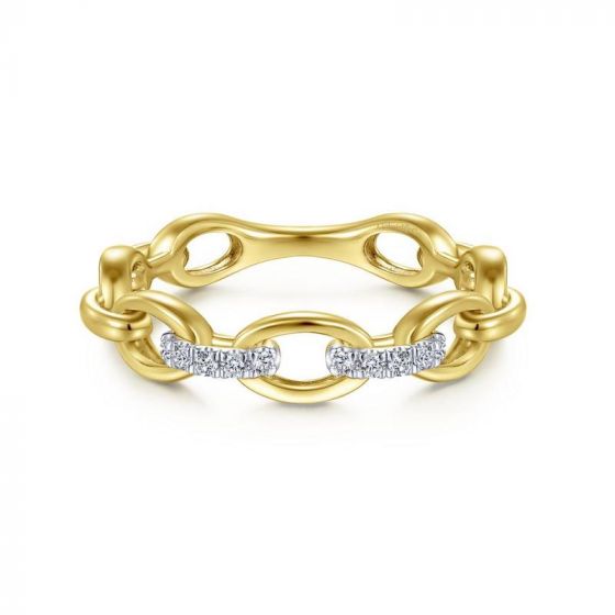 Gabriel & Co. 14k Yellow Gold Contemporary Diamond Ring