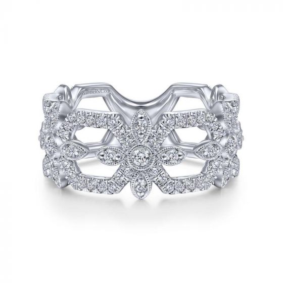 Gabriel & Co. 14k White Gold Art Moderne Diamond Ring
