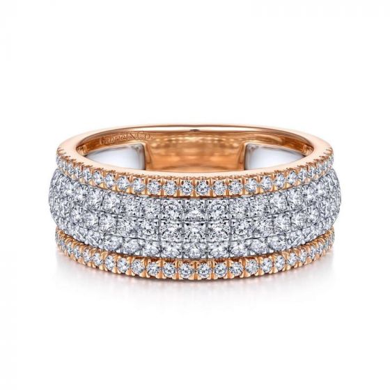 Gabriel & Co. 14k Two Tone Gold Lusso Diamond Ring