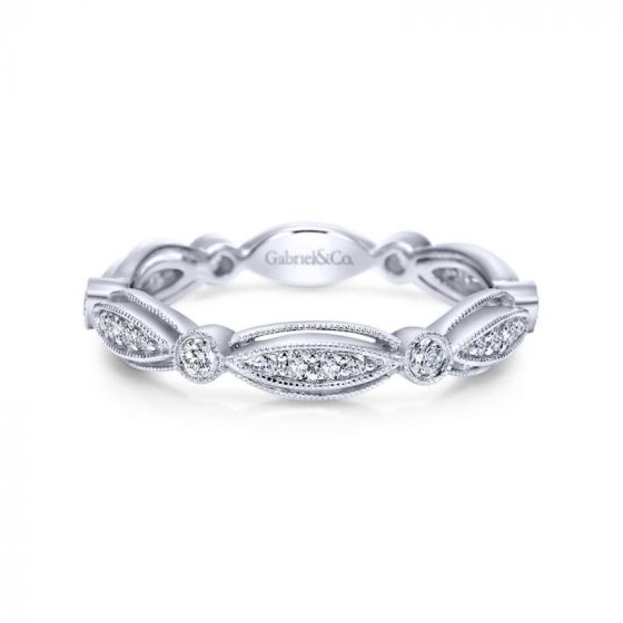 Gabriel & Co. 14k White Gold Stackable Diamond Ring