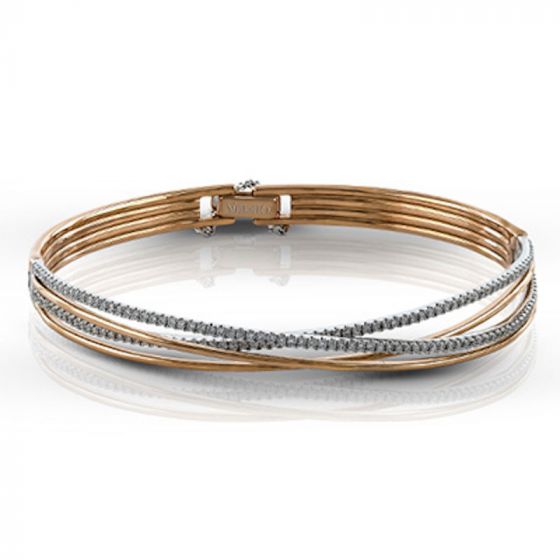 Simon G. 18k Two Tone Gold Classic Romance Diamond Bangle Bracelet
