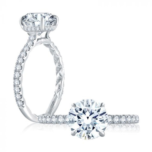 A. Jaffe Four Prong Round Diamond Engagement Ring