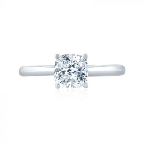 A. Jaffe Peek-A-Boo Pave Profile Cushion Center Diamond Quilted Engagement Ring