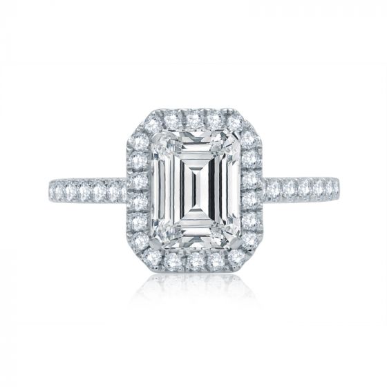 A. Jaffe Emerald Cut Halo Engagement Ring