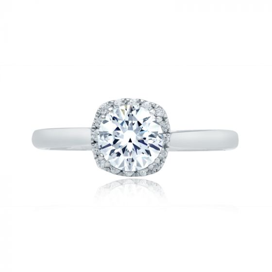 A. Jaffe Scalloped Halo Diamond Engagement Ring with Quilted Interior