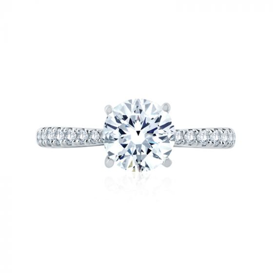 A. Jaffe Tapered Diamond Pave Engagement Ring with Quilted Interior