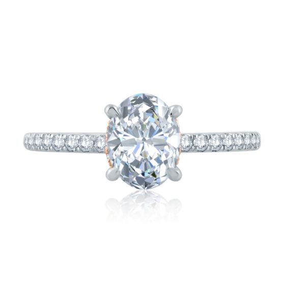 A. Jaffe Delicate Oval Solitaire with Belted Gallery Detail