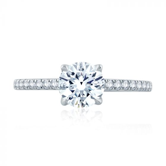 A. Jaffe Round Center Draped Gallery Solitaire Engagement Ring