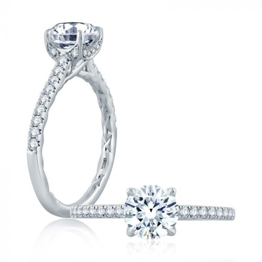 A. Jaffe Round Center Draped Gallery Solitaire Engagement Ring