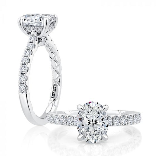 A. Jaffe Hidden Halo Oval Center Diamond Engagement Ring