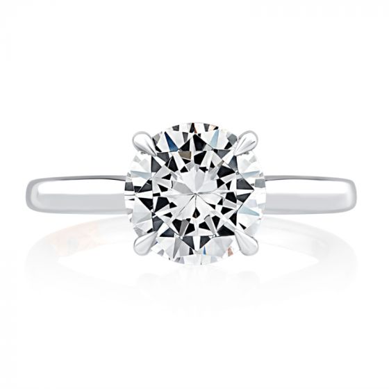 A. Jaffe Solitaire Round Center Diamond Engagement Ring with Peek-A-Boo Diamonds