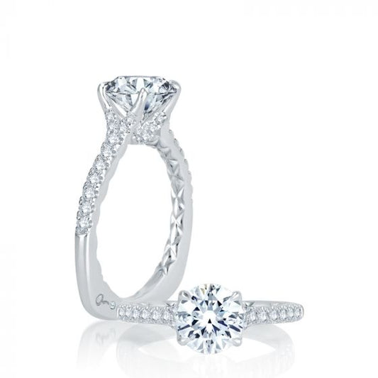A. Jaffe Micro Pave Round Center Signature A.JAFFE Quilts engagement ring