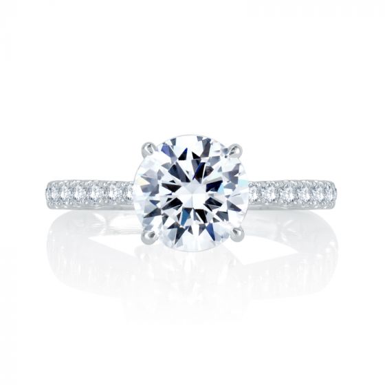 A. Jaffe French Pave Round Center Diamond Quilted Engagement Ring