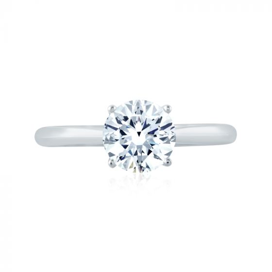 A. Jaffe Round Cut Solitaire Engagement Ring with Hidden Halo