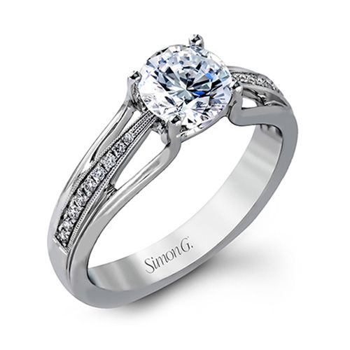 Simon G. 18k White Gold Diamond Engagement Ring