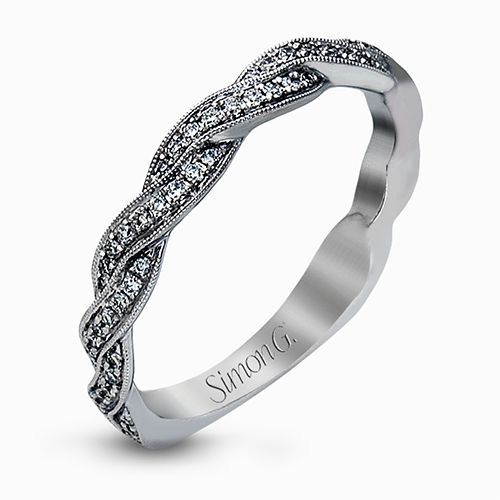 Simon G. 18k White Gold Diamond Twist Wedding Band