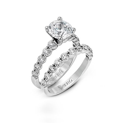 Simon G. 18k White Gold Bridal Set