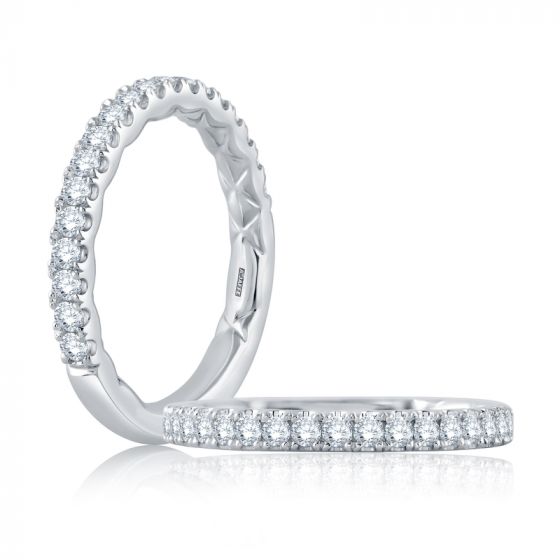 A. Jaffe Three-Quarter Diamond Pave Wedding Band with Quilted Interior