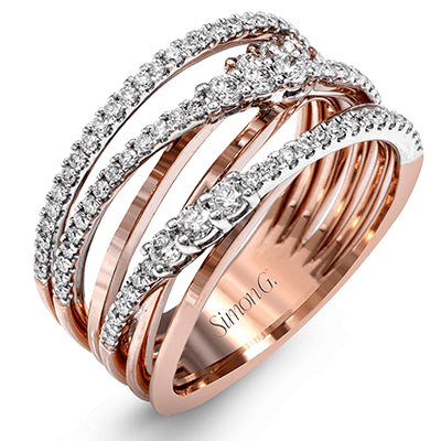 Simon G. 18k Rose & White Gold Clio Right Hand Ring, Size 7