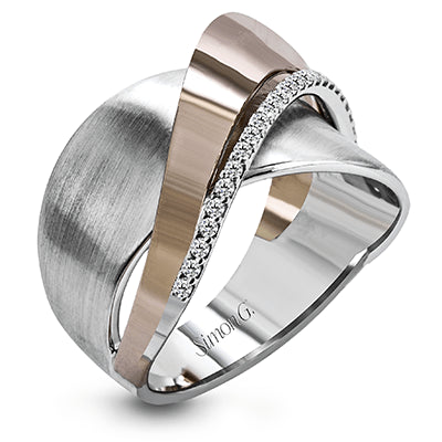 Simon G. 18k Rose & White Gold Clio Right Hand Ring, Size 7