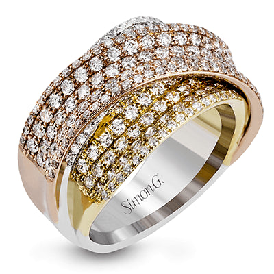 Simon G. 18k Rose, Yellow & White Gold Clio Right Hand Ring, Size 7