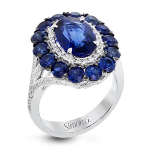 Simon G. 18k White Gold Diamond and Sapphire Ring