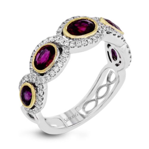 Simon G. 18k White Gold Diamond & Ruby Ring