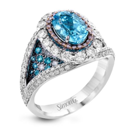 Simon G. 18k White Gold Diamond and Tourmaline Ring