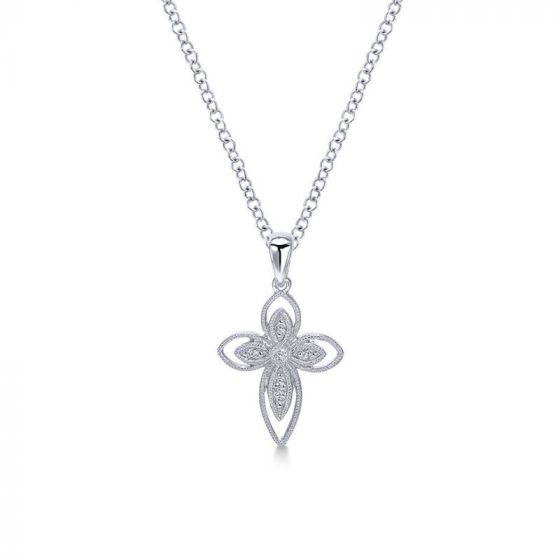 Gabriel & Co. Sterling Silver Faith Diamond Necklace