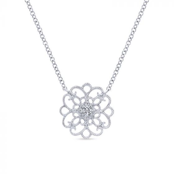 Gabriel & Co. Sterling Silver Victorian Gemstone Necklace