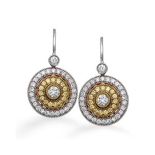 Simon G. 18k Two Tone Gold Diamond Earrings