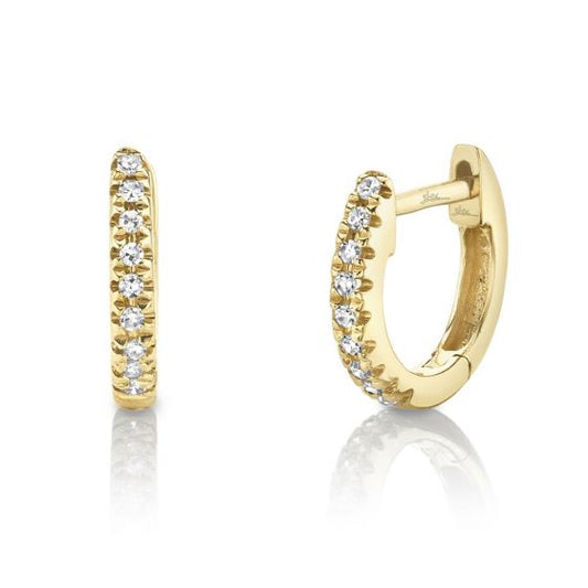 Shy Creation 14k Gold Yellow 0.04 ct. Classic Diamond Huggie Earrings - Mini