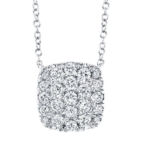 Shy Creation 14k Gold White 0.53Ct Diamond Pave Necklace