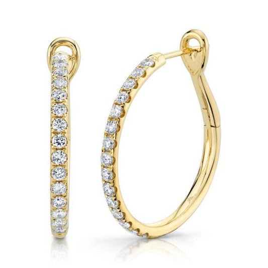 Shy Creation 14k Gold Yellow 0.74Ct Diamond Hoop Earring