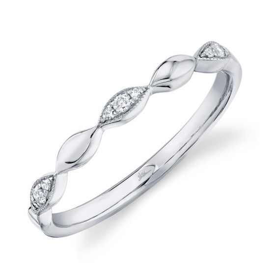 Shy Creation 14k Gold White 0.05Ct Diamond Band