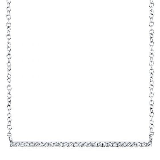 Shy Creation 14k Gold White 0.08Ct Diamond Bar Necklace