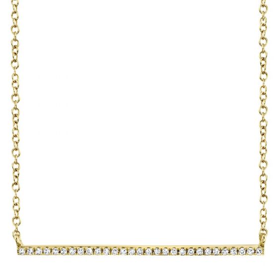 Shy Creation 14k Gold Yellow 0.08Ct Diamond Bar Necklace