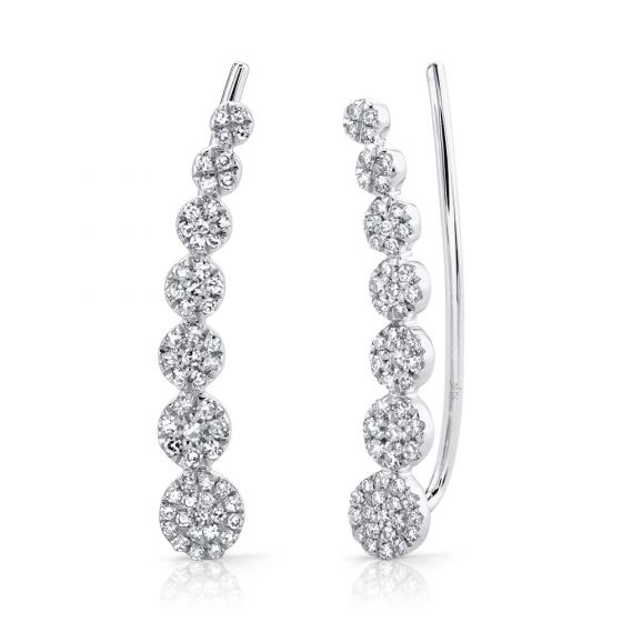 Shy Creation 14k Gold White 0.25Ct Diamond Ear Crawler Earring