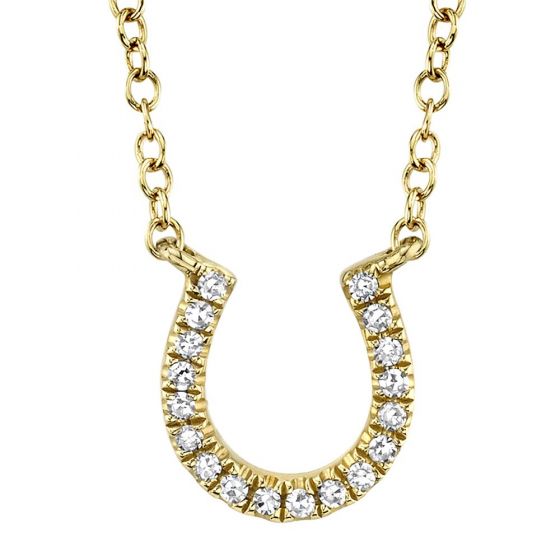 Shy Creation 14k Gold Yellow Oakley 0.06 ct. Diamond Horseshoe Pendant Necklace