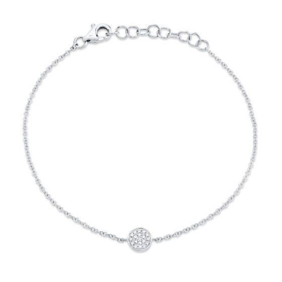 Shy Creation 14k Gold White 0.05Ct Diamond Pave Circle Bracelet