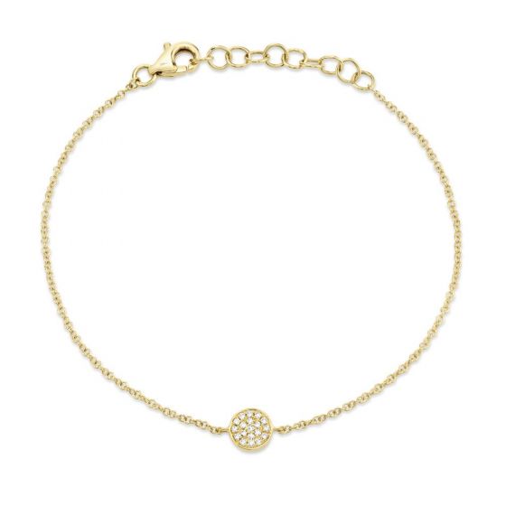 Shy Creation 14k Gold Yellow 0.05Ct Diamond Pave Circle Bracelet
