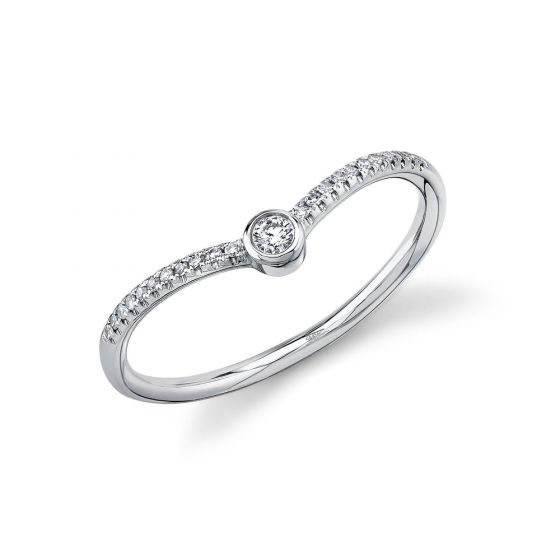 Shy Creation 14k Gold White 0.09Ct Diamond Ring
