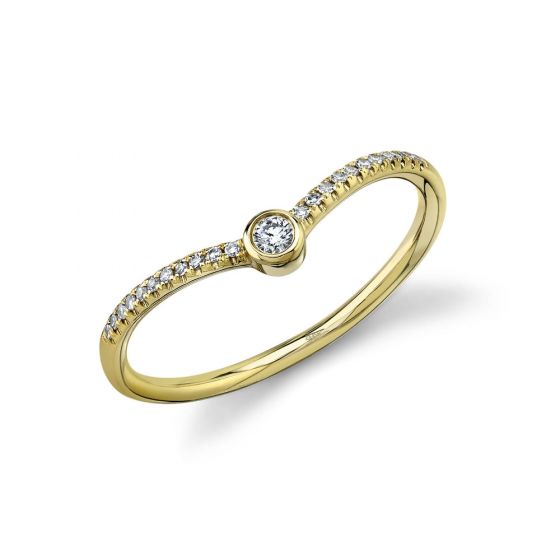 Shy Creation 14k Gold Yellow 0.09Ct Diamond Ring