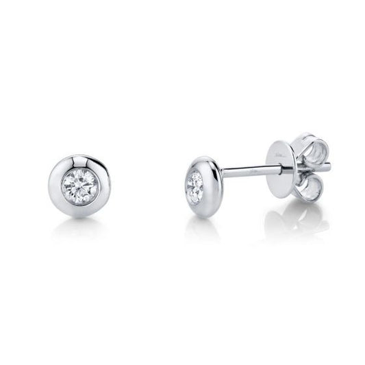 Shy Creation 14k Gold White 0.22Ct Diamond Stud Earring