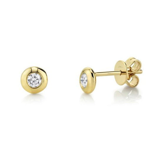 Shy Creation 14k Gold Yellow 0.22Ct Diamond Stud Earring
