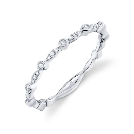 Shy Creation 14k Gold White 0.06Ct Diamond Band