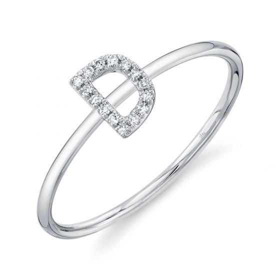 Shy Creation 14k Gold White 0.05Ct Diamond Ring - Initial D